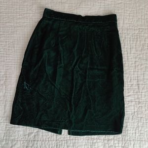 Dark Green Velvet Pencil Skirt